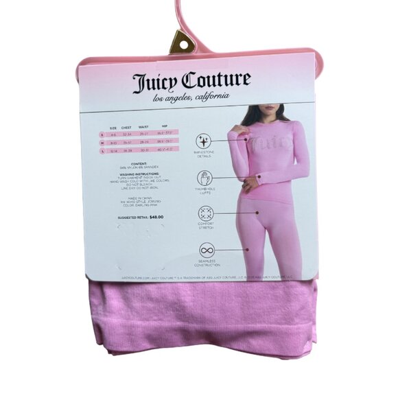 Juicy Couture 2 Piece Seamless Top & Legging Set Darling Pink - Picture 2 of 2